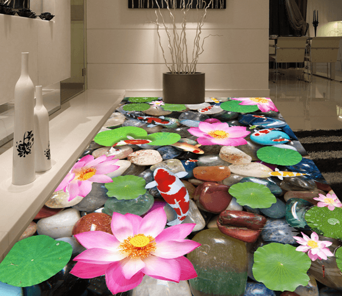 3D Lotus Blossom 195 Floor Mural Wallpaper AJ Wallpaper 2 