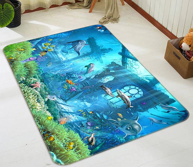 3D Dolphin Gate 577 Non Slip Rug Mat Mat AJ Creativity Home 