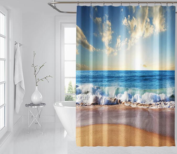 3D Beach Ocean 124 Shower Curtain 3D Shower Curtain AJ Creativity Home 