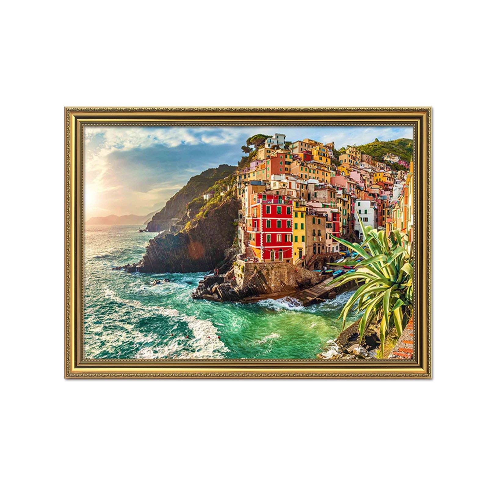 3D Seaside Town 012 Fake Framed Print Painting Wallpaper AJ Creativity Home 