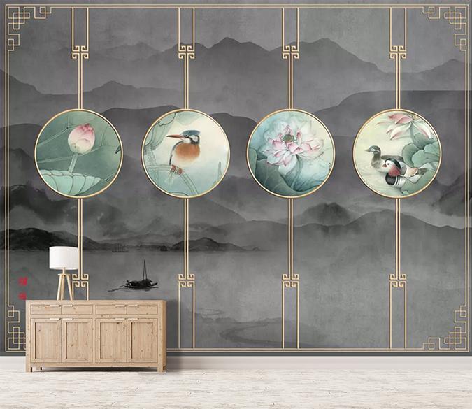 3D Bird Lotus 118 Wallpaper AJ Wallpaper 