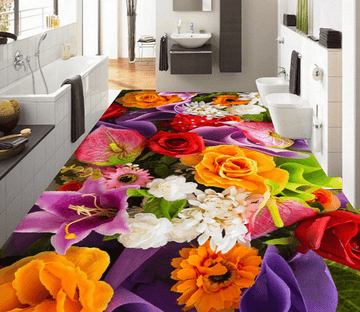 3D Flowers 025 Floor Mural Wallpaper AJ Wallpaper 2 
