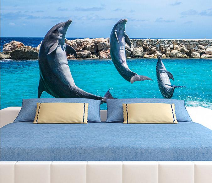 3D Dolphin Jumping 056 Wallpaper AJ Wallpaper 