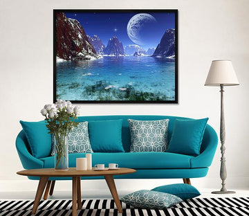 3D Moon Mountain 070 Fake Framed Print Painting Wallpaper AJ Creativity Home 