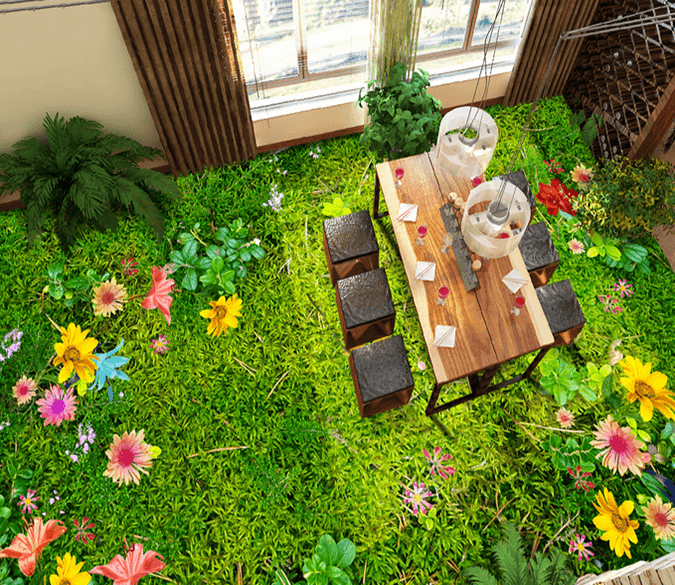 3D Meadow Flowers 074 Floor Mural Wallpaper AJ Wallpaper 2 