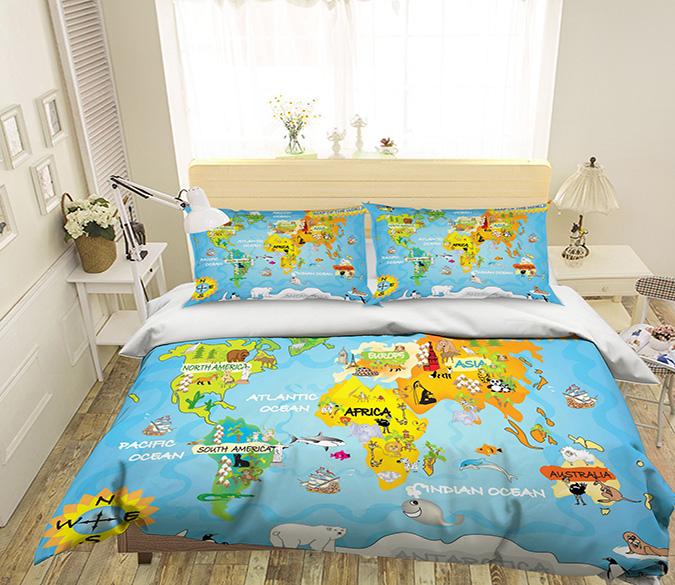 3D Cartoon Map 241 Bed Pillowcases Quilt Wallpaper AJ Wallpaper 