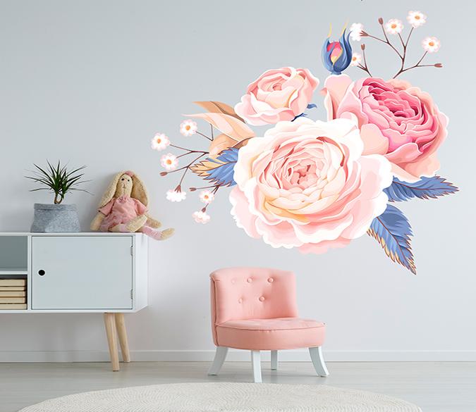 3D Beautiful Blooming Flower 067 Wall Stickers Wallpaper AJ Wallpaper 