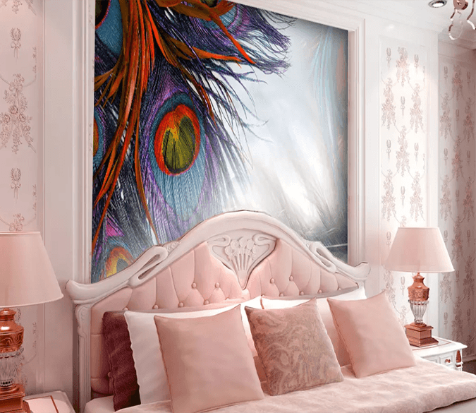 3D Red Peacock Feather 1360 Wallpaper AJ Wallpaper 2 