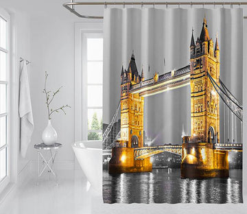 3D Night Bridge 139 Shower Curtain 3D Shower Curtain AJ Creativity Home 