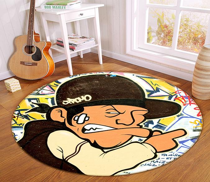 3D Bad Guy 361 Round Non Slip Rug Mat Mat AJ Creativity Home 