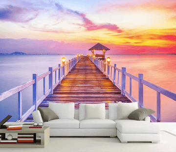 3D Sunset Wooden Bridge 1066 Wallpaper AJ Wallpaper 2 