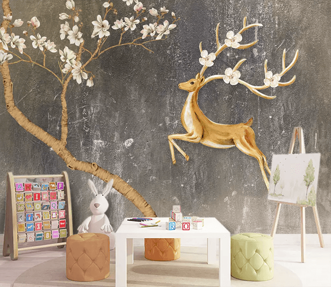 3D Antler Flower 443 Wallpaper AJ Wallpaper 2 