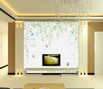 3D Bird Cage Leaves 020 Wallpaper AJ Wallpaper 