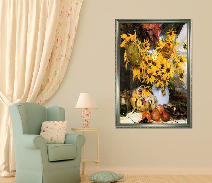 3D Painting Sunflower 139 Fake Framed Print Painting Wallpaper AJ Creativity Home 