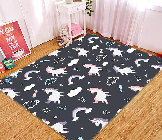 3D Rainbow Unicorn 125 Non Slip Rug Mat Mat AJ Creativity Home 