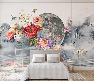 3D Moon Flower 273 Wallpaper AJ Wallpaper 