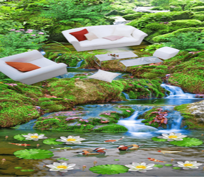 3D Lotus Flower 088 Floor Mural Wallpaper AJ Wallpaper 2 