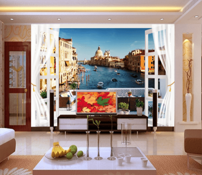 3D Boat City 130 Wallpaper AJ Wallpaper 