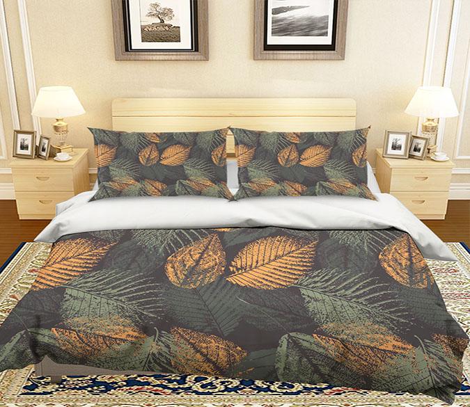 3D Gold Leaves 047 Bed Pillowcases Quilt Wallpaper AJ Wallpaper 