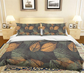 3D Gold Leaves 047 Bed Pillowcases Quilt Wallpaper AJ Wallpaper 