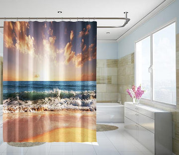 3D Beach High Tide 079 Shower Curtain 3D Shower Curtain AJ Creativity Home 