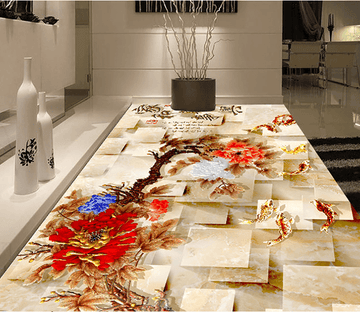 3D Big Red Flower 123 Floor Mural Wallpaper AJ Wallpaper 2 