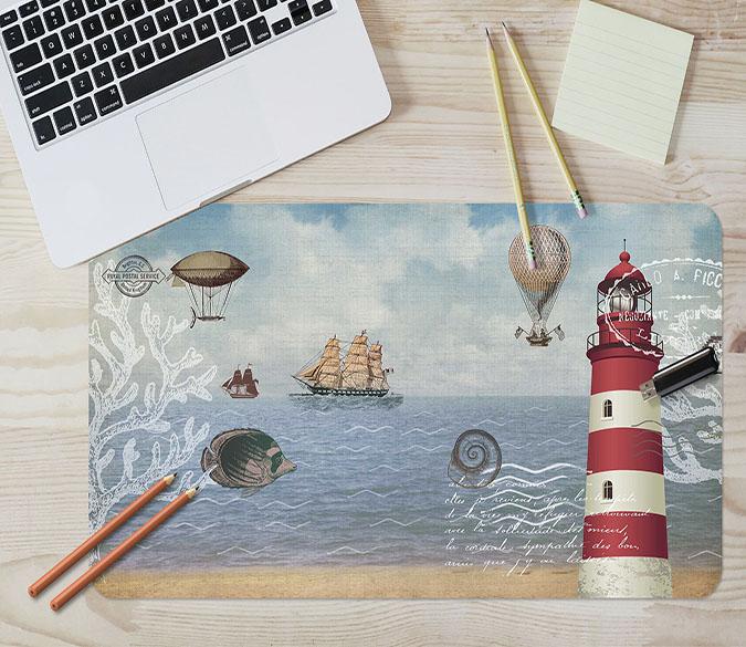 3D Lighthouse Boat 084 Desk Mat Mat AJ Creativity Home 