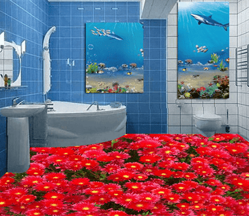 3D Safflower Sea 213 Floor Mural Wallpaper AJ Wallpaper 2 