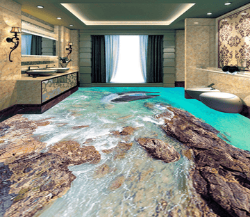3D Dolphins Play 189 Floor Mural Wallpaper AJ Wallpaper 2 