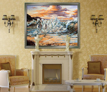 3D Running Horses 064 Fake Framed Print Painting Wallpaper AJ Creativity Home 