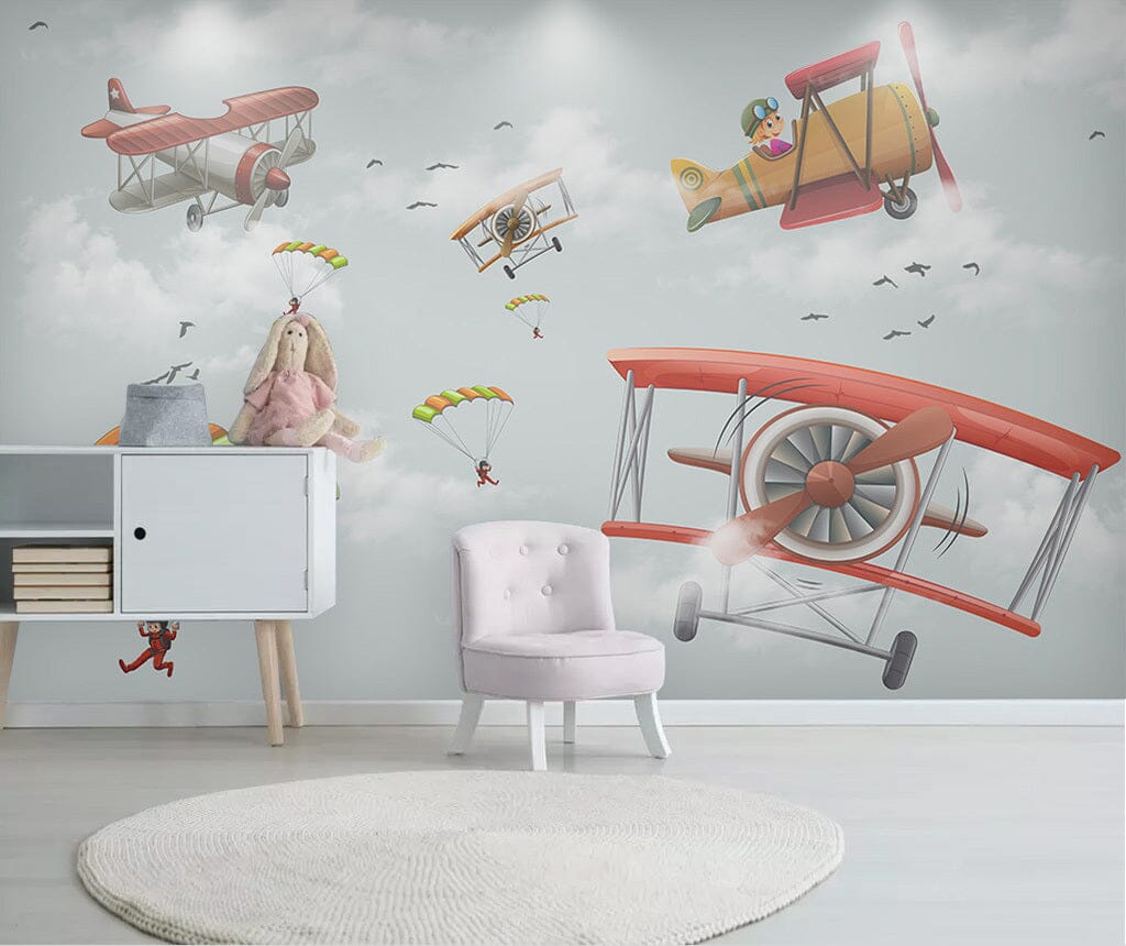 3D Cute Airplane WC075 Wall Murals Wallpaper AJ Wallpaper 2 