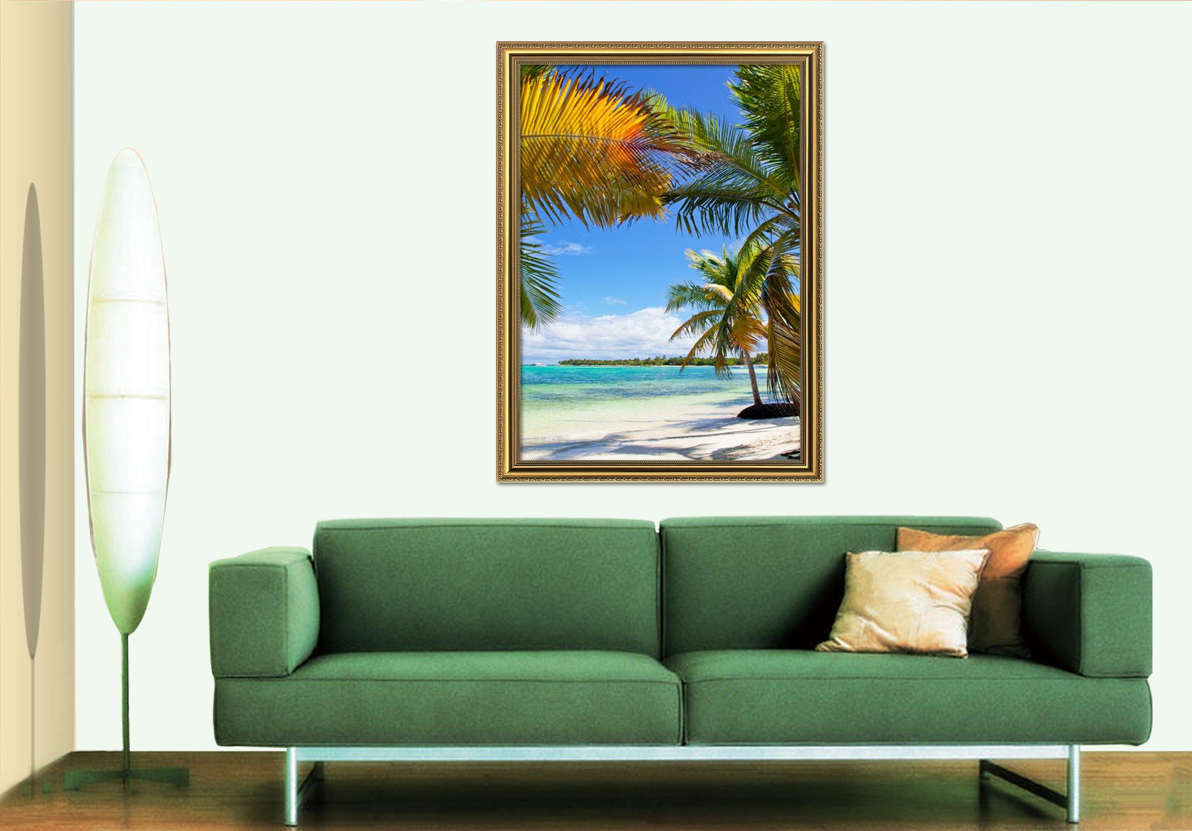 3D Coconut Beach 081 Fake Framed Print Painting Wallpaper AJ Creativity Home 