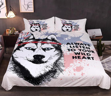 3D Wolf Head 204 Bed Pillowcases Quilt Wallpaper AJ Wallpaper 