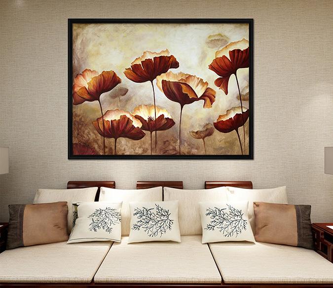 3D Blooming Flowers 190 Fake Framed Print Painting Wallpaper AJ Creativity Home 