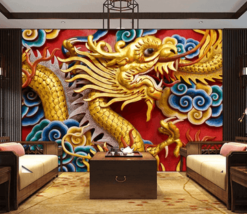 3D Gold Dragon 806 Wallpaper AJ Wallpaper 2 