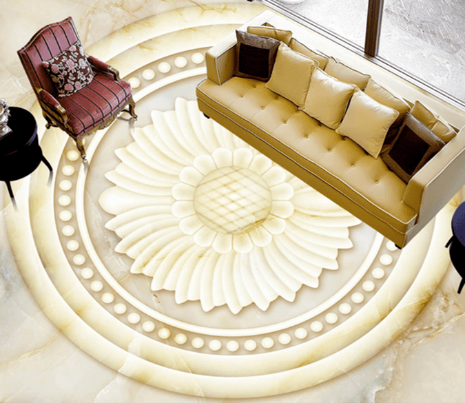 3D Round Flower 104 Floor Mural Wallpaper AJ Wallpaper 2 