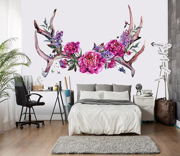 3D Red Flower Corner 026 Wall Stickers Wallpaper AJ Wallpaper 