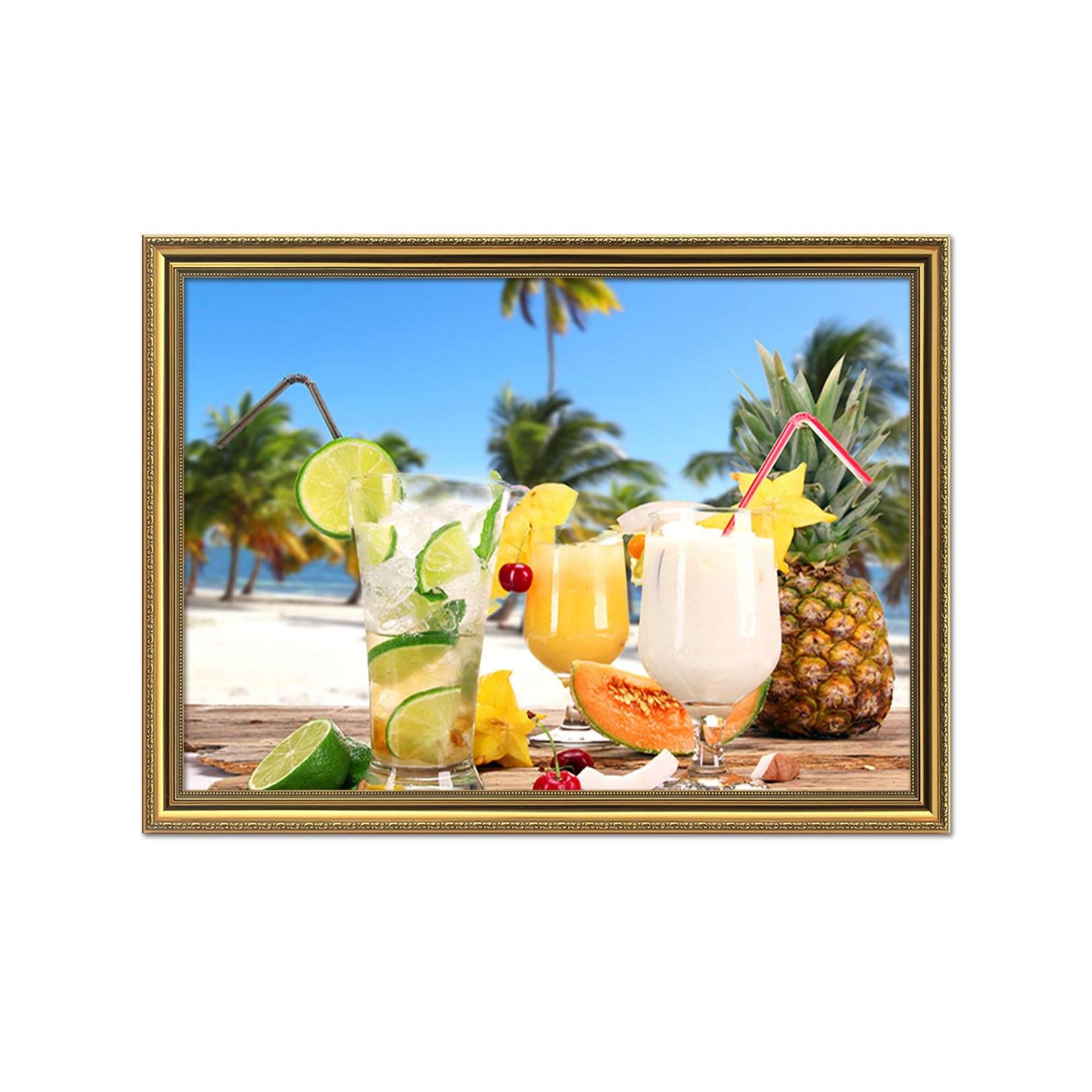 3D Fruit Juice 114 Fake Framed Print Painting Wallpaper AJ Creativity Home 