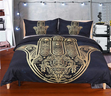 3D Gold Palm 195 Bed Pillowcases Quilt Wallpaper AJ Wallpaper 