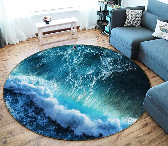 3D Fierce Surf 030 Round Non Slip Rug Mat Mat AJ Creativity Home 