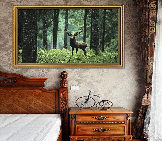 3D Suddenly Fawn 177 Fake Framed Print Painting Wallpaper AJ Creativity Home 