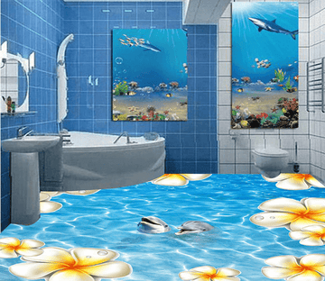 3D Water Flower 054 Floor Mural Wallpaper AJ Wallpaper 2 