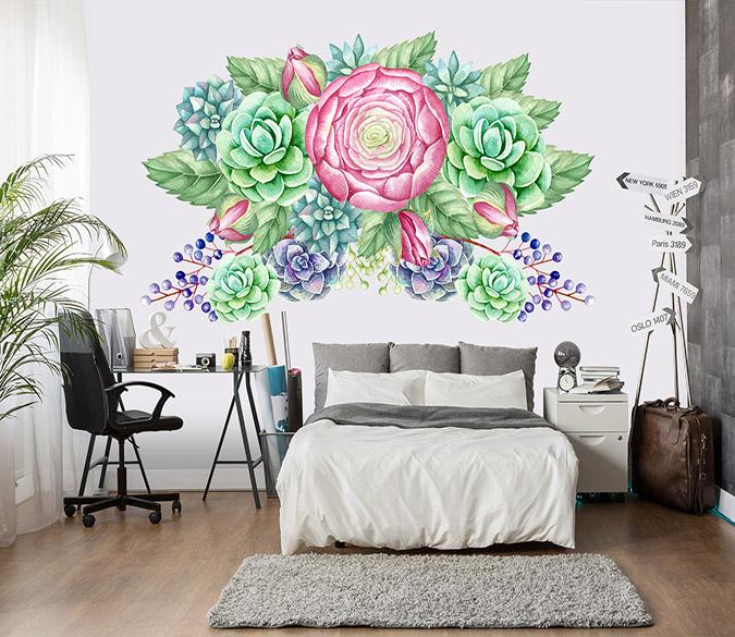 3D Succulents Blueberry 079 Wall Stickers Wallpaper AJ Wallpaper 