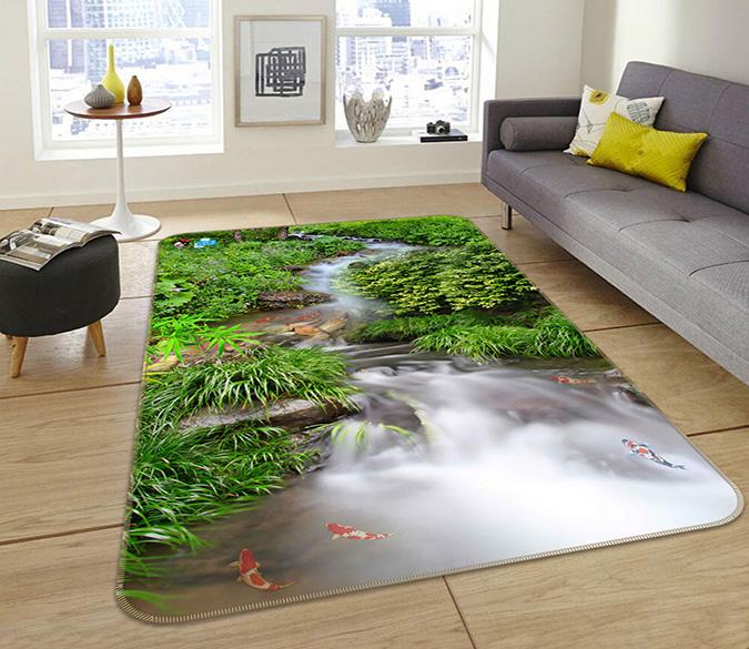 3D Stream Stone 012 Non Slip Rug Mat Mat AJ Creativity Home 