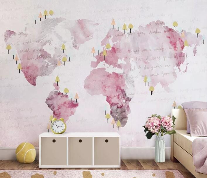3D Pink Map 1689 Wall Murals Wallpaper AJ Wallpaper 2 