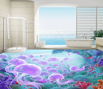 3D Purple Jellyfish 130 Floor Mural Wallpaper AJ Wallpaper 2 