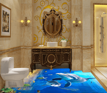 3D Lonely Dolphins 109 Floor Mural Wallpaper AJ Wallpaper 2 