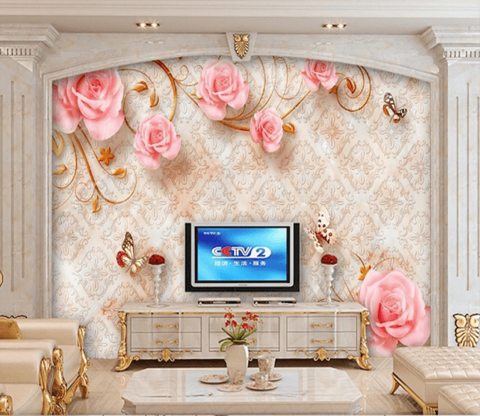 3D Rose Butterfly 449 Wallpaper AJ Wallpaper 