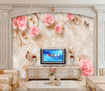 3D Rose Butterfly 449 Wallpaper AJ Wallpaper 