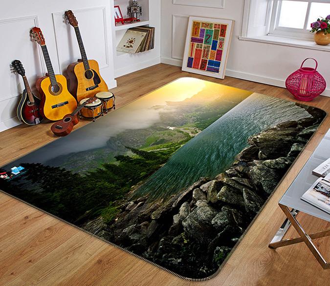 3D Sunshine Lake 160 Non Slip Rug Mat Mat AJ Creativity Home 